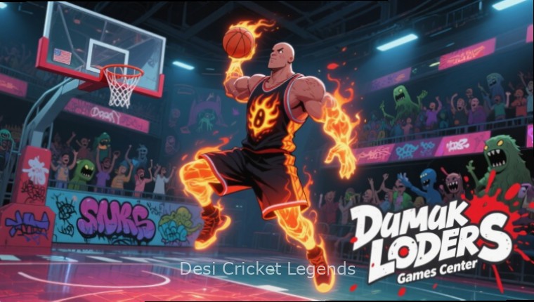 Desi Cricket Legends gameplay showing batting action with Desi Cricket Legends watermark