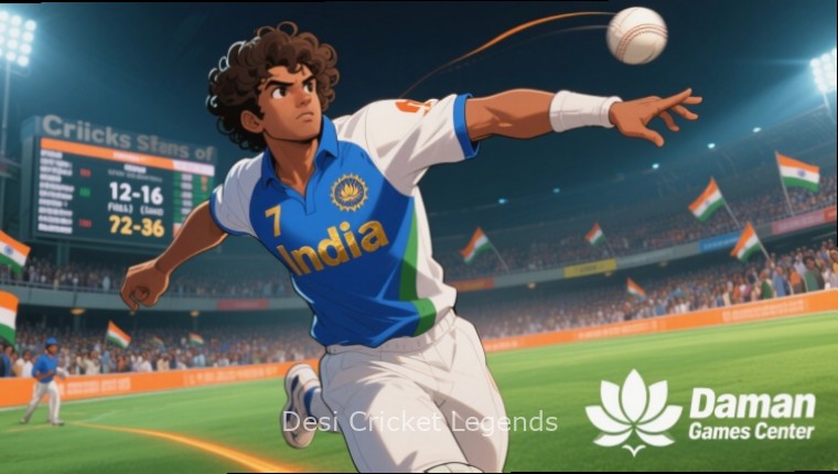 Desi Cricket Legends features showcase with Desi Cricket Legends watermark